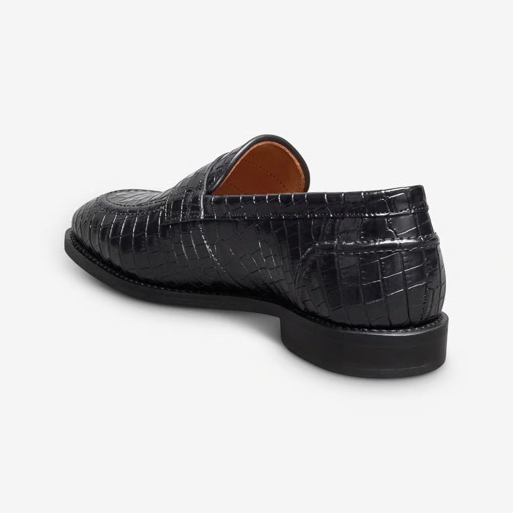 Randolph 2.0 Penny Loafer in Black Embossed Croco Leather by Allen Edmonds