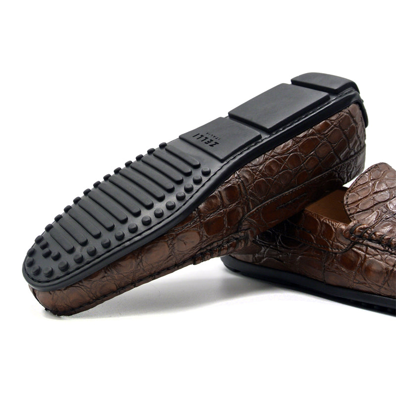 Monza Crocodile Driver in Cognac by Zelli Italia