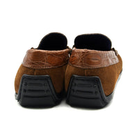 Monza Sueded Calfskin and Crocodile Driver in Cognac by Zelli Italia