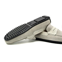 Monza Sueded Calfskin and Crocodile Driver in White by Zelli Italia