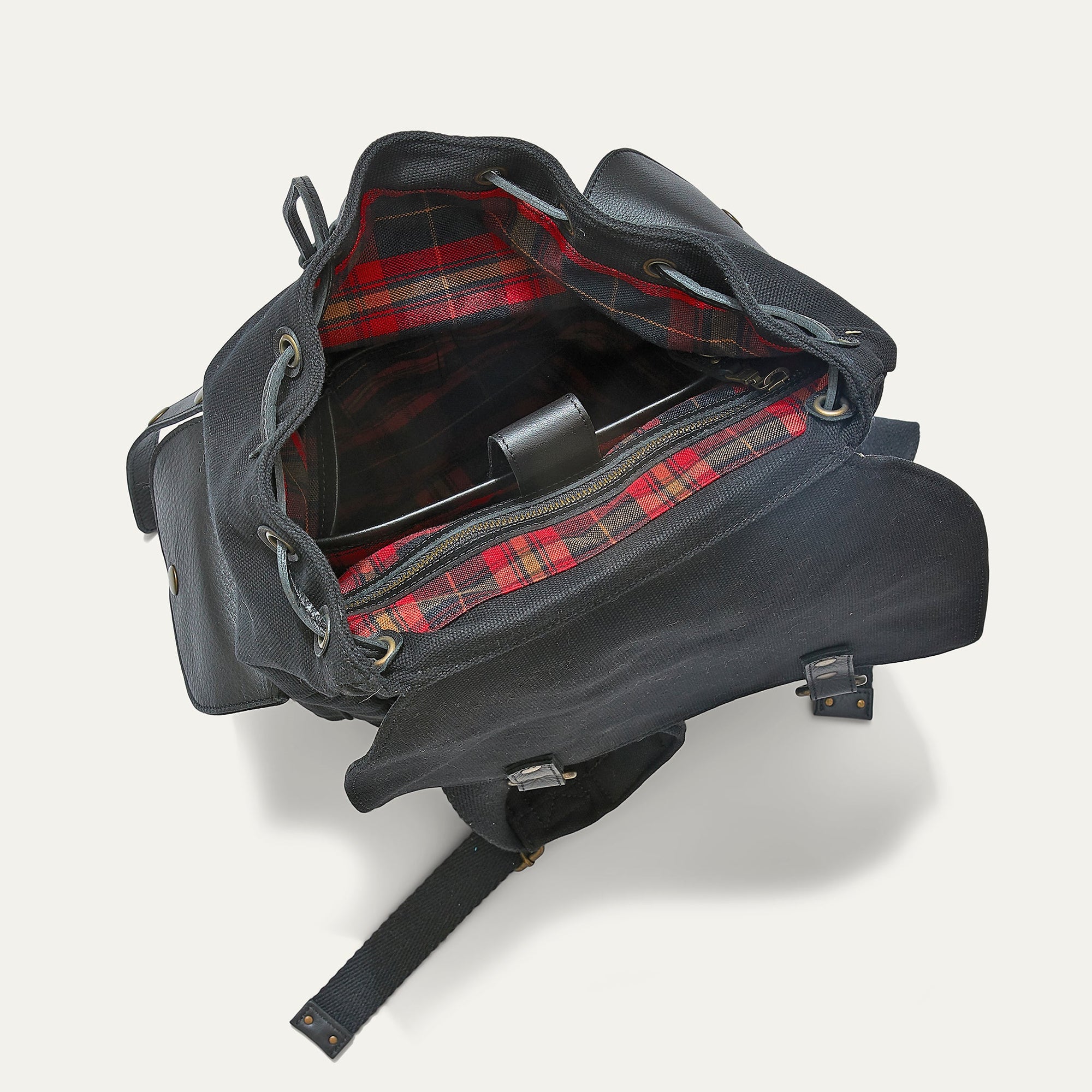 Lennon Canvas and Leather Backpack in Black with Black Leather by Will Leather Goods