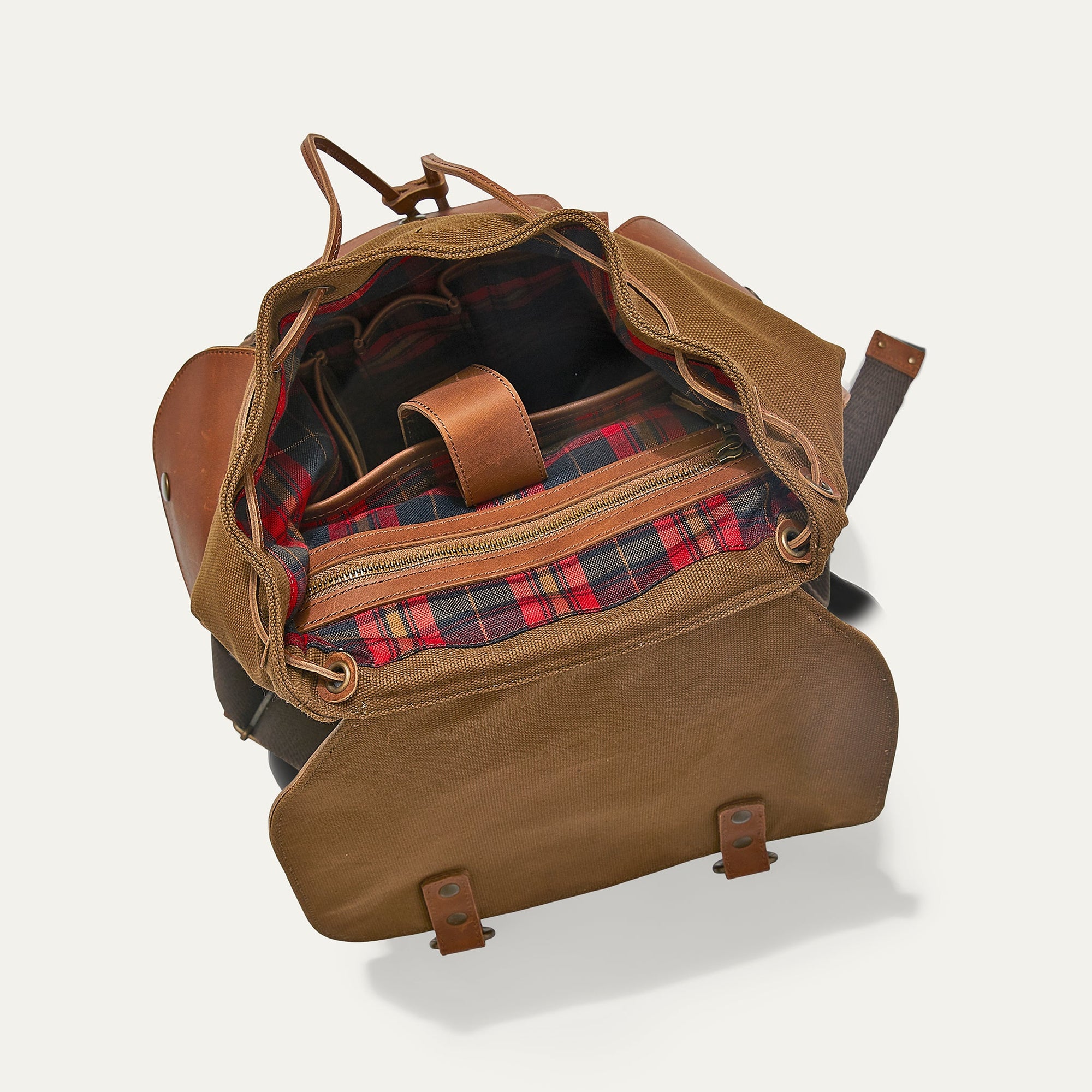 Lennon Canvas and Leather Backpack in Tobacco with Cognac Leather by Will Leather Goods