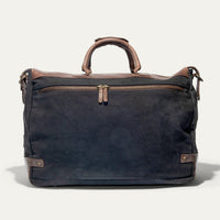Canvas and Leather Travel Duffle in Black with Brown Leather by Will Leather Goods