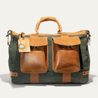 Canvas and Leather Travel Duffle in Hunter with Tan Leather by Will Leather Goods