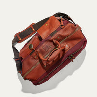 Canvas and Leather Travel Duffle in Burgundy with Tan Leather by Will Leather Goods