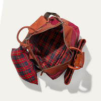 Canvas and Leather Travel Duffle in Burgundy with Tan Leather by Will Leather Goods