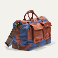 Canvas and Leather Travel Duffle in Navy with Tan Leather by Will Leather Goods