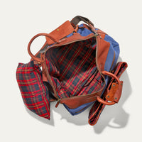 Canvas and Leather Travel Duffle in Navy with Tan Leather by Will Leather Goods