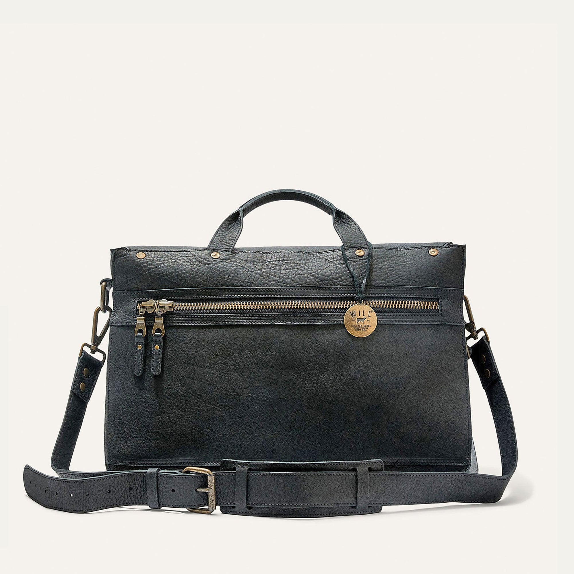 Kent Leather Messenger Bag in Black by Will Leather Goods
