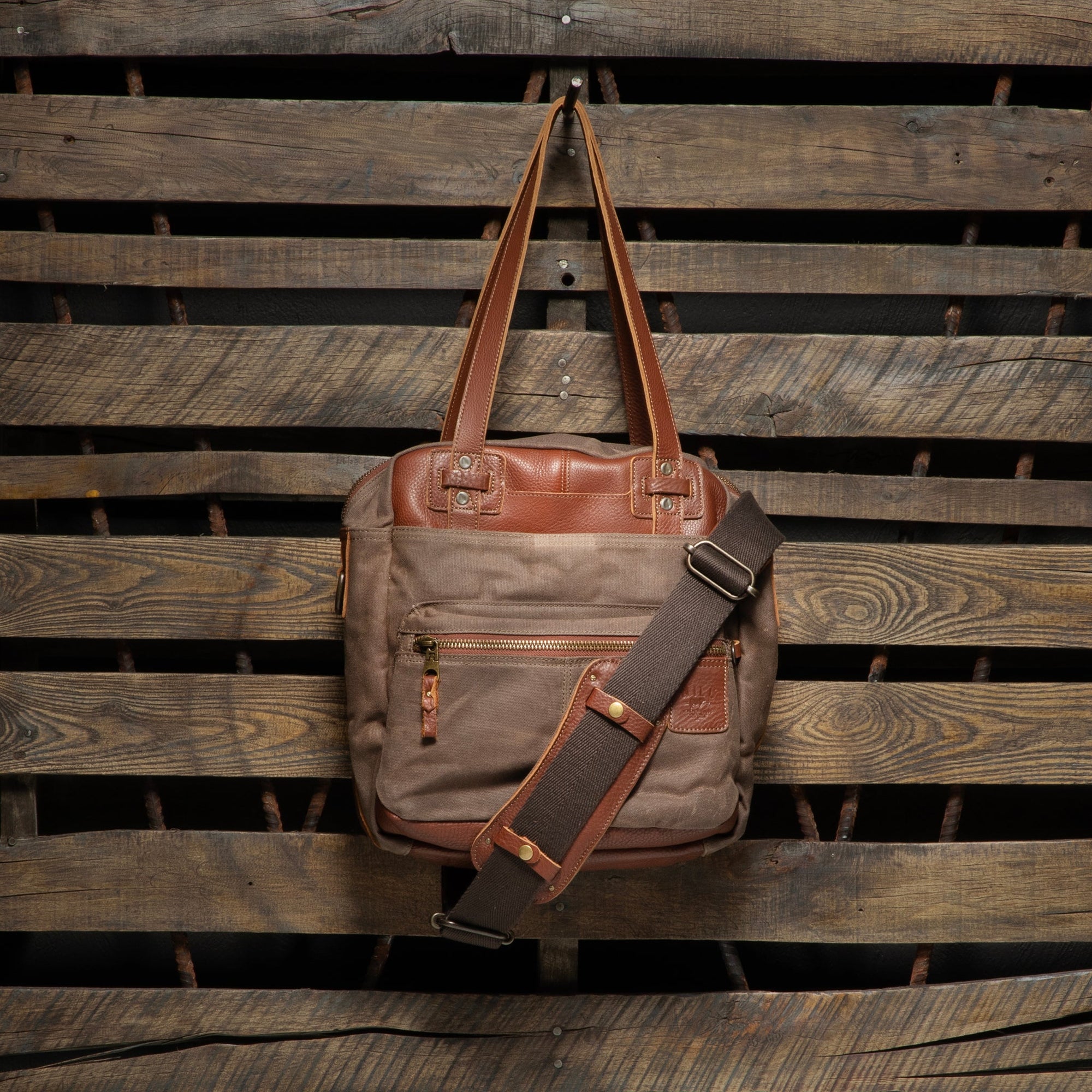 Waxed Canvas and Leather 'Adventure Collection' Onward Tote in Tobacco/Mahogany by Will Leather Goods
