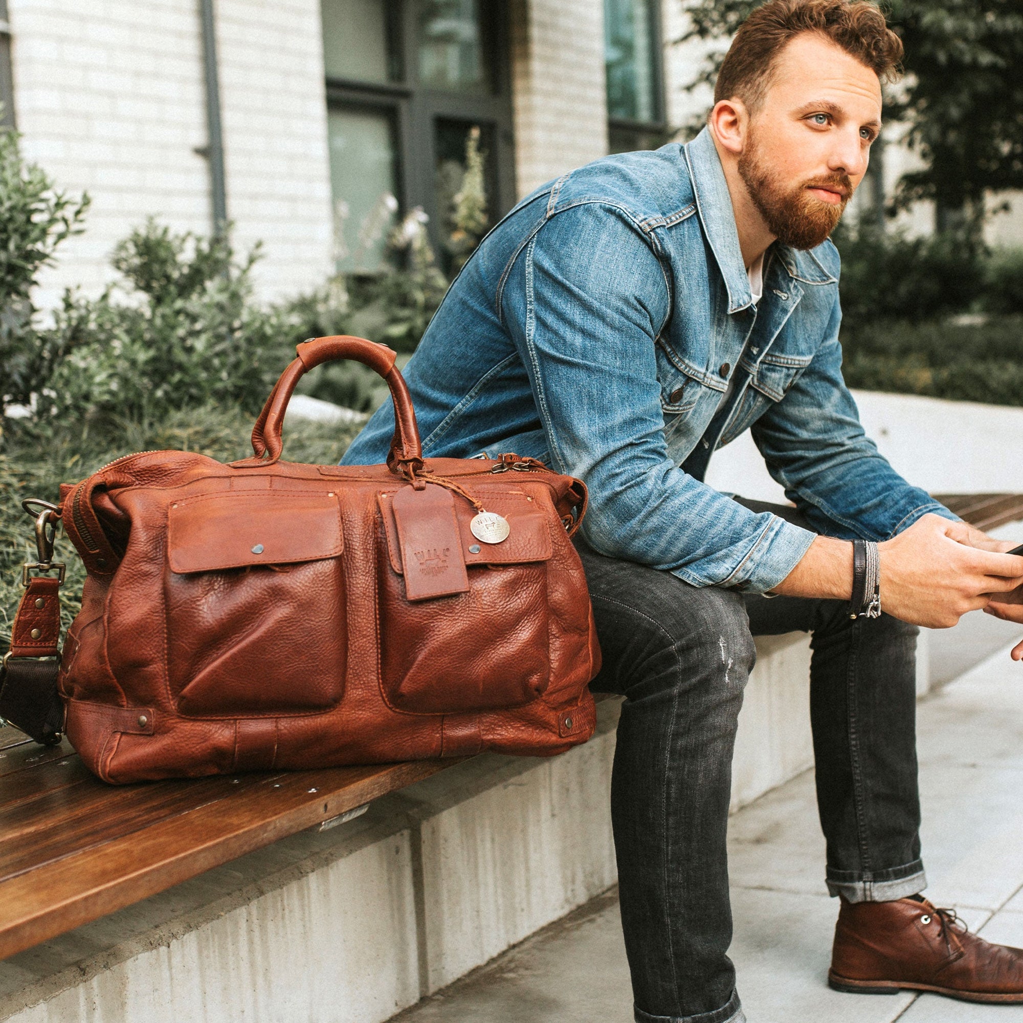 Leather Travel Duffle in Cognac by Will Leather Goods