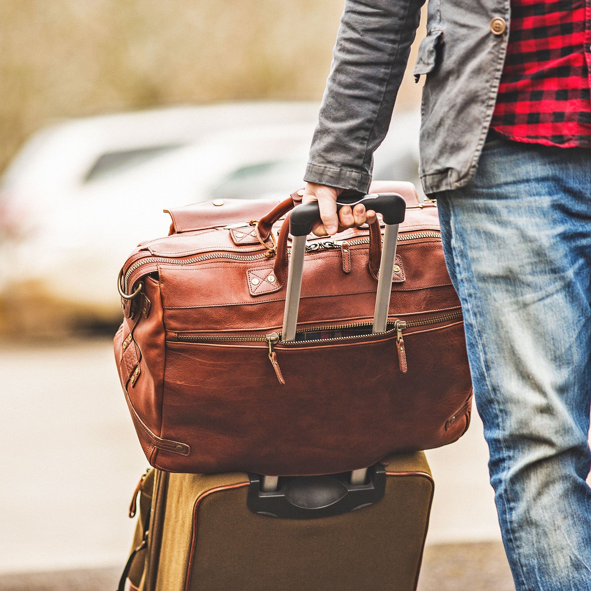Leather Travel Duffle in Cognac by Will Leather Goods