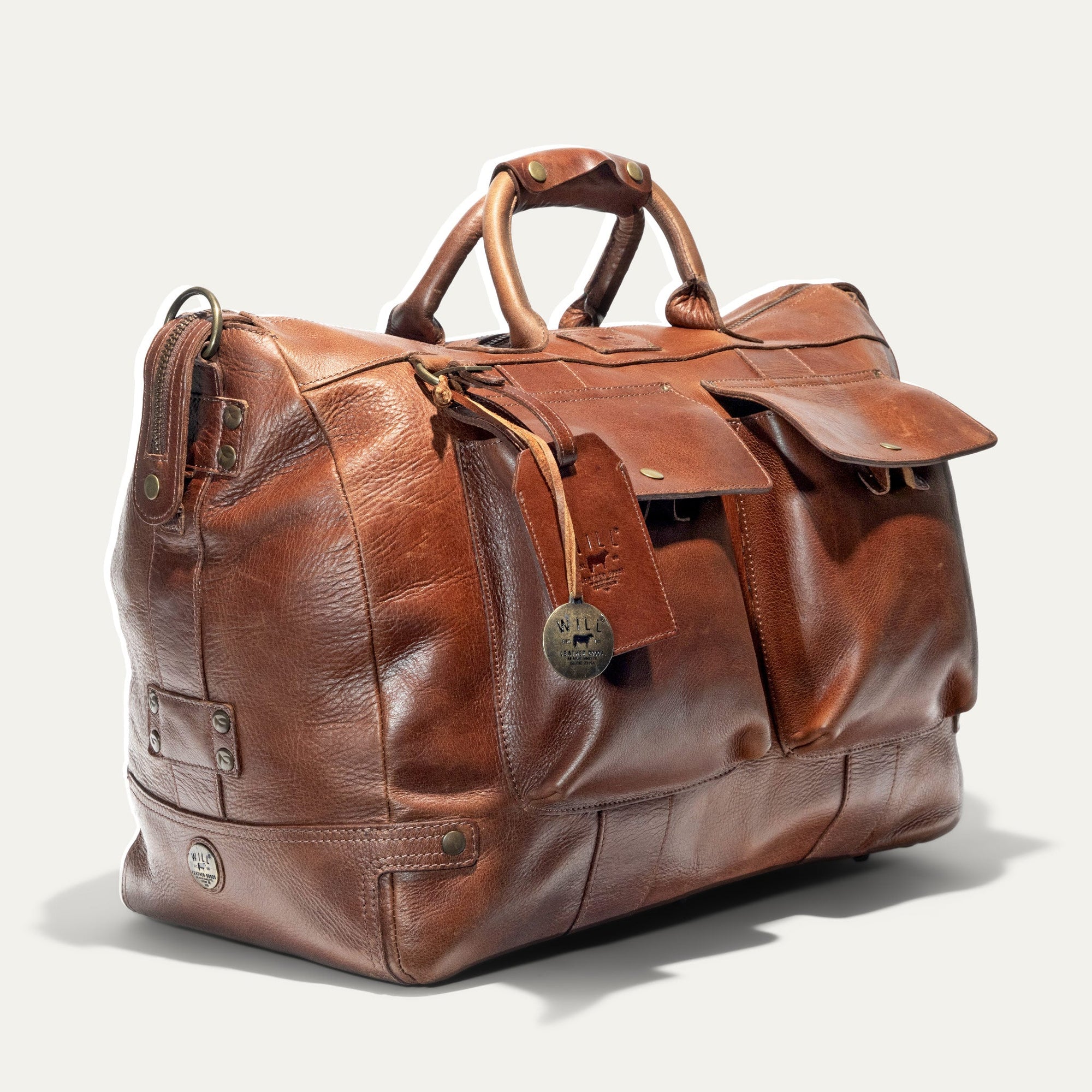 Leather Travel Duffle in Cognac by Will Leather Goods