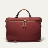 Wallace Canvas and Leather Messenger Bag in Burgundy with Tan Leather by Will Leather Goods