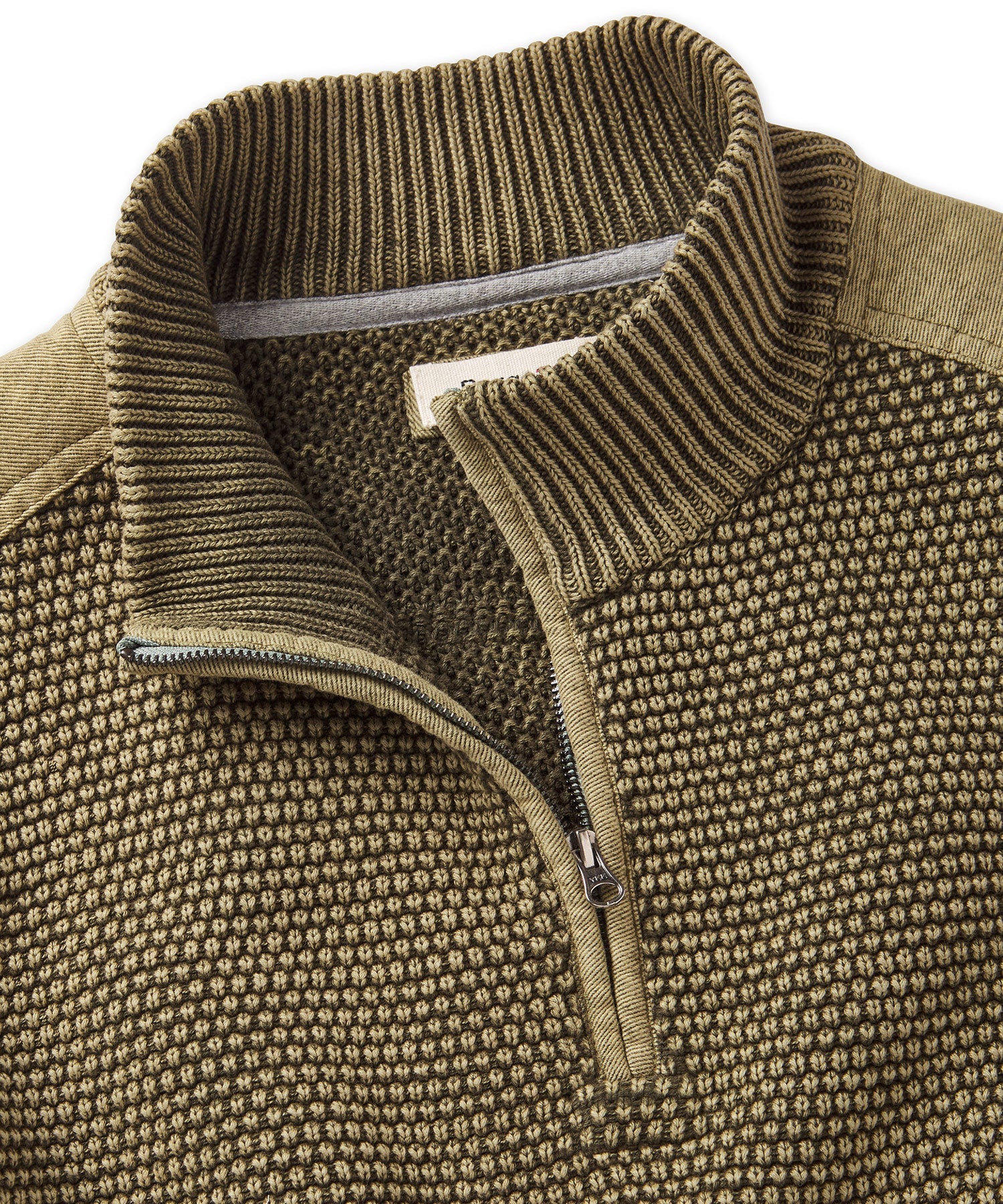 Quarter-Zip Stone Washed Cotton Sweater in Hunter by Borgo28