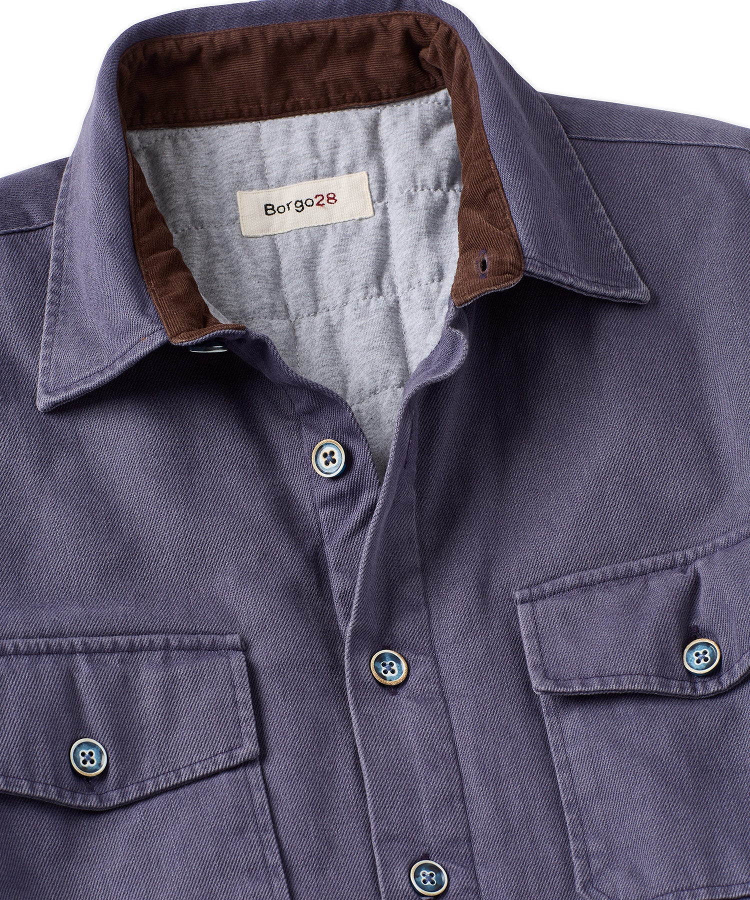 Quilted Shirt Jacket in Dark Navy by Borgo28