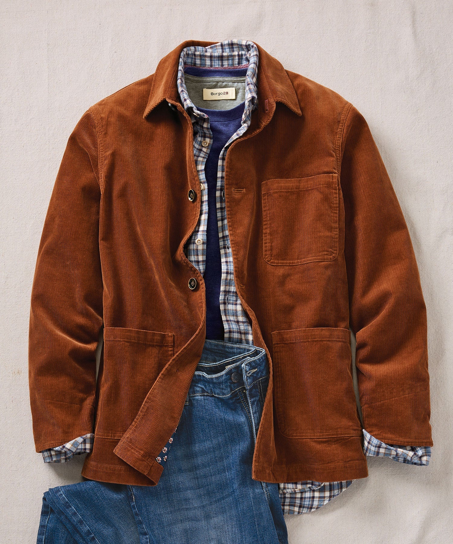 14 Wale Corduroy Chore Coat in Cognac by Borgo28