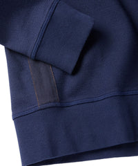 Double Knit Jacquard Crew Neck Pullover Sweatshirt in Dark Navy by Borgo28