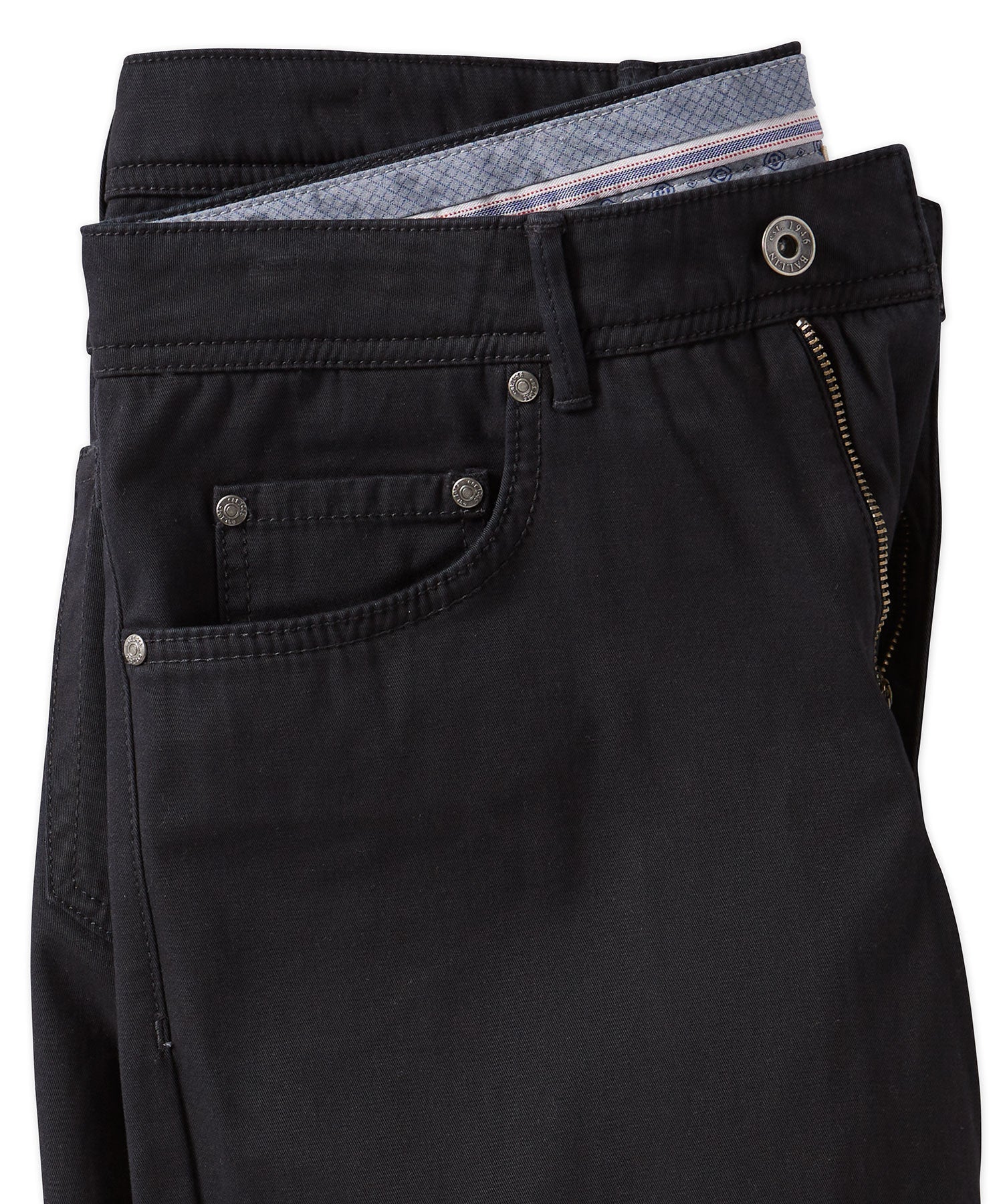 Perma Color Pima Twill 5-Pocket Pants in Black (Crescent Modern Fit) by Ballin