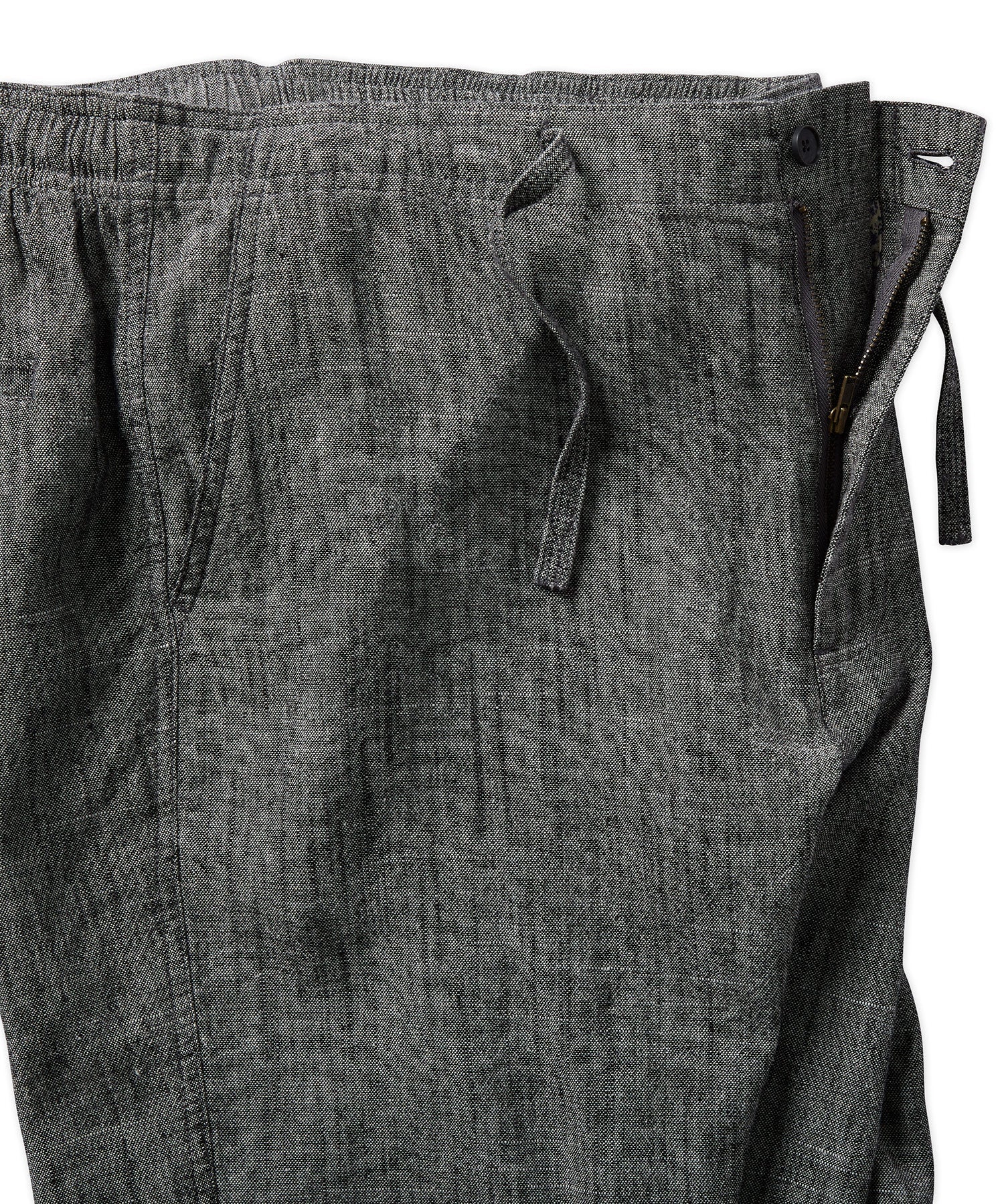 Linen Blend Drawstring Beach Shorts in Charcoal by Borgo28