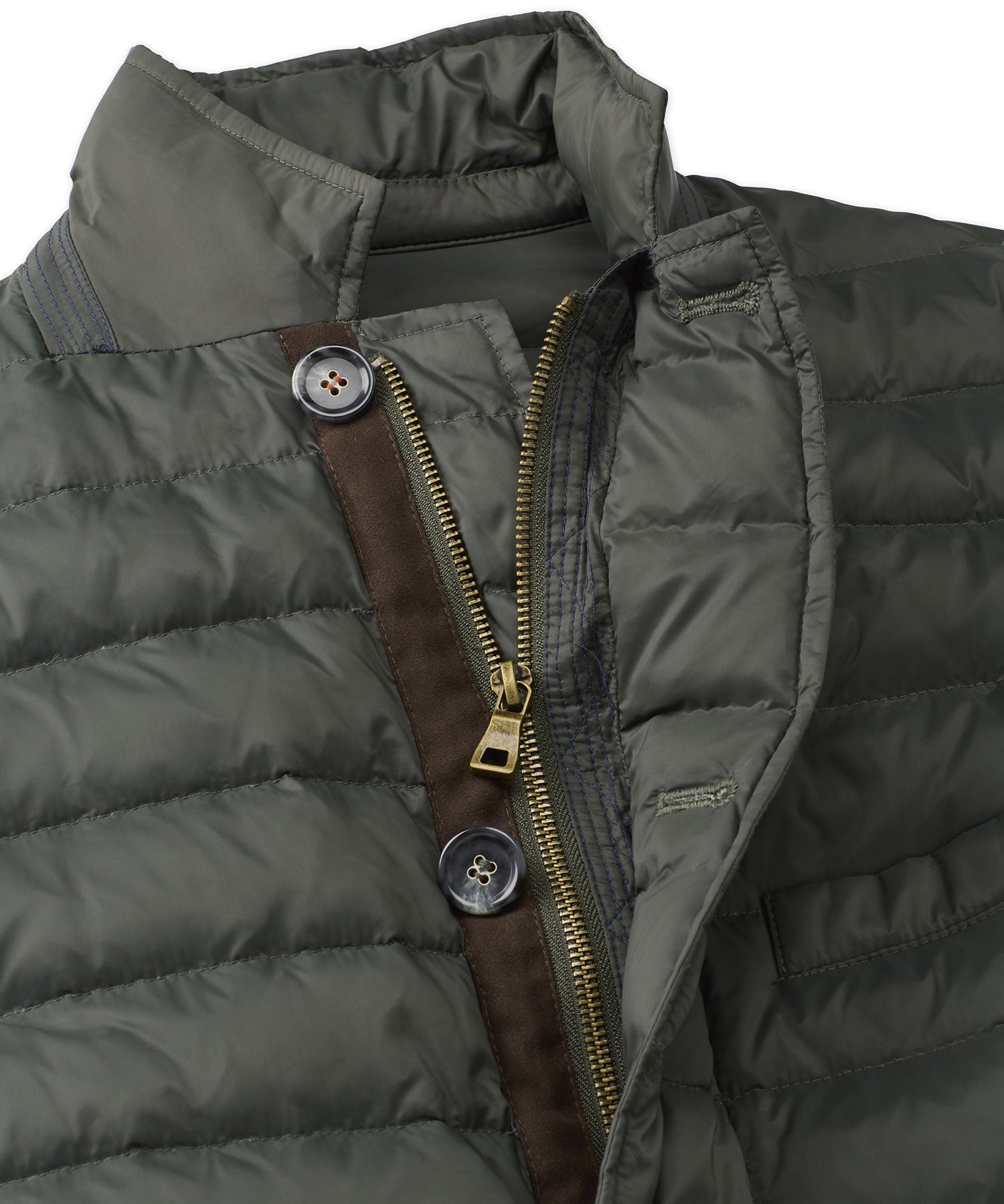 Quilted Down Puffer Jacket in Dark Olive by Borgo28