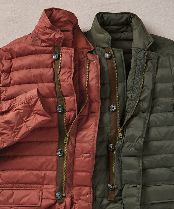 Quilted Down Puffer Jacket in Brick by Borgo28