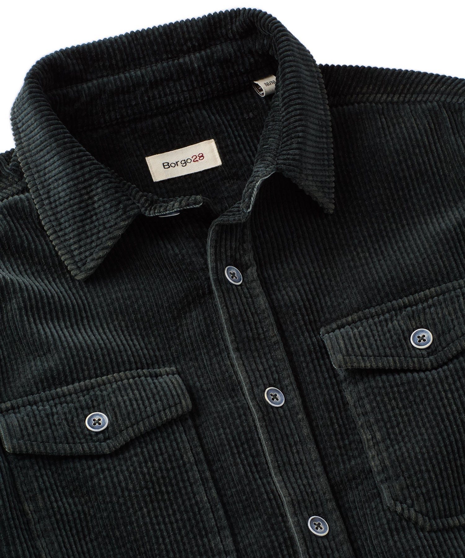 Wide Wale Cotton Corduroy Overshirt in Charcoal by Borgo28