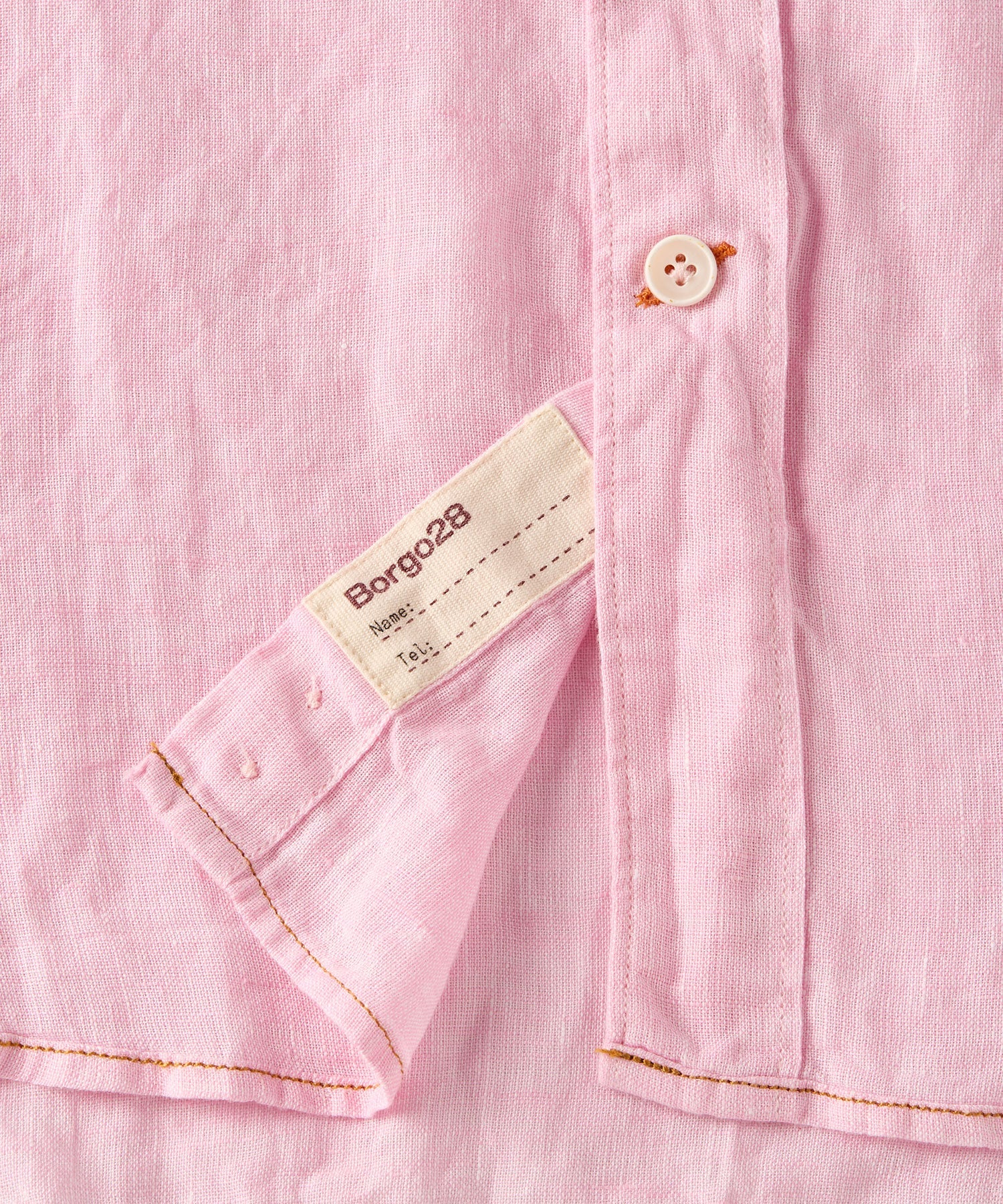 Italian Linen Long Sleeve Sport Shirt in Pink by Borgo28