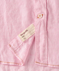 Italian Linen Long Sleeve Sport Shirt in Pink by Borgo28