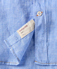 Italian Linen Short Sleeve Sport Shirt in Blue by Borgo28