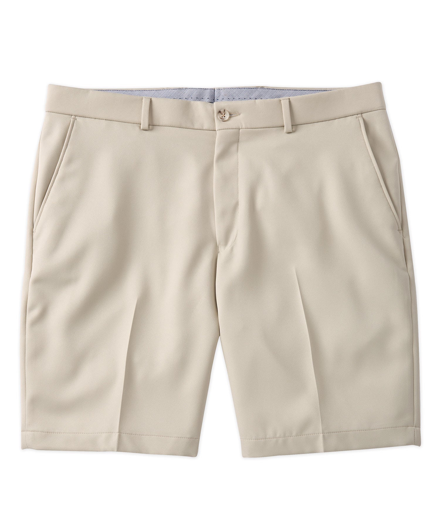 Micro Nano Travel Twill Performance Gabardine Plain Front Shorts in Cream (Nash Relaxed Fit) by Ballin