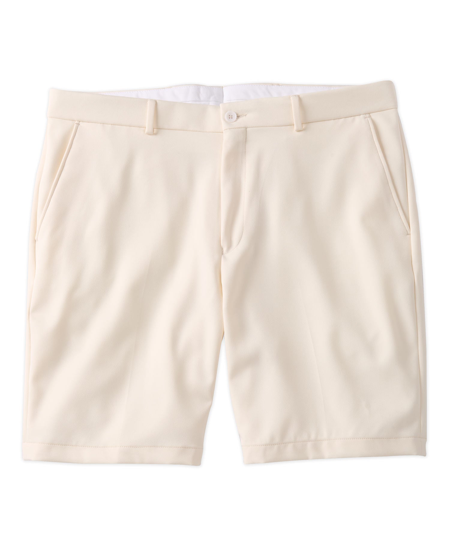 Micro Nano Travel Twill Performance Gabardine Plain Front Shorts in Oyster (Nash Relaxed Fit) by Ballin
