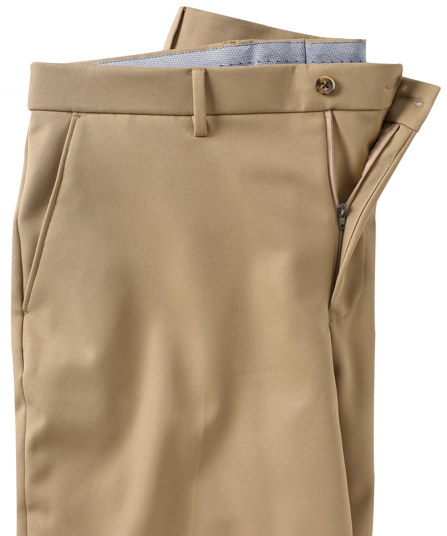 Micro Nano Travel Twill Performance Gabardine Plain Front Shorts in Tan (Nash Relaxed Fit) by Ballin