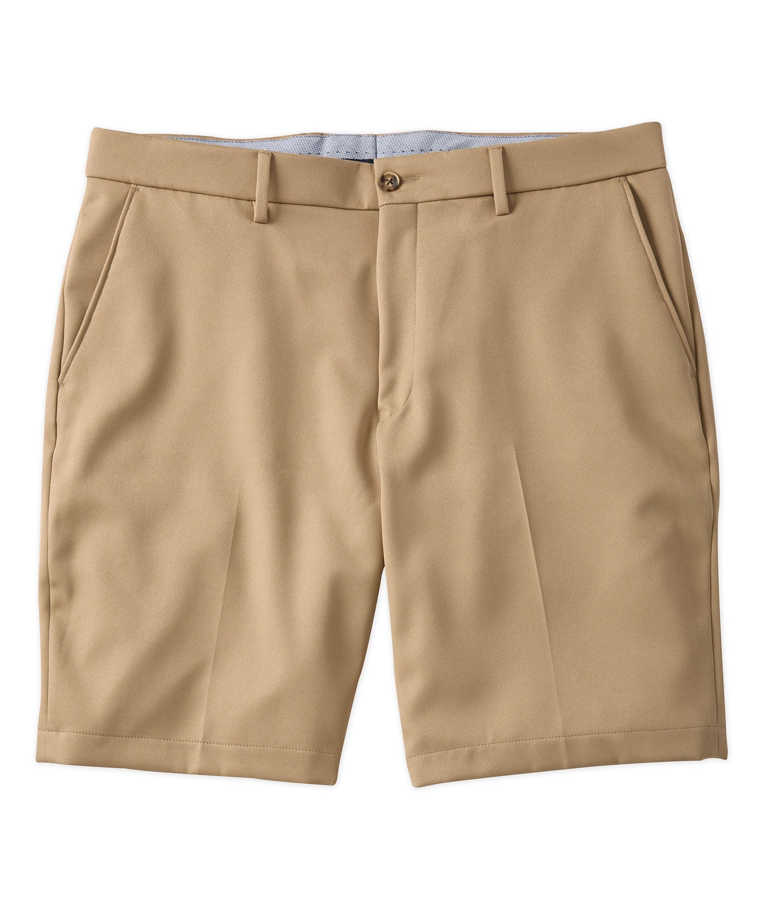 Micro Nano Travel Twill Performance Gabardine Plain Front Shorts in Tan (Nash Relaxed Fit) by Ballin