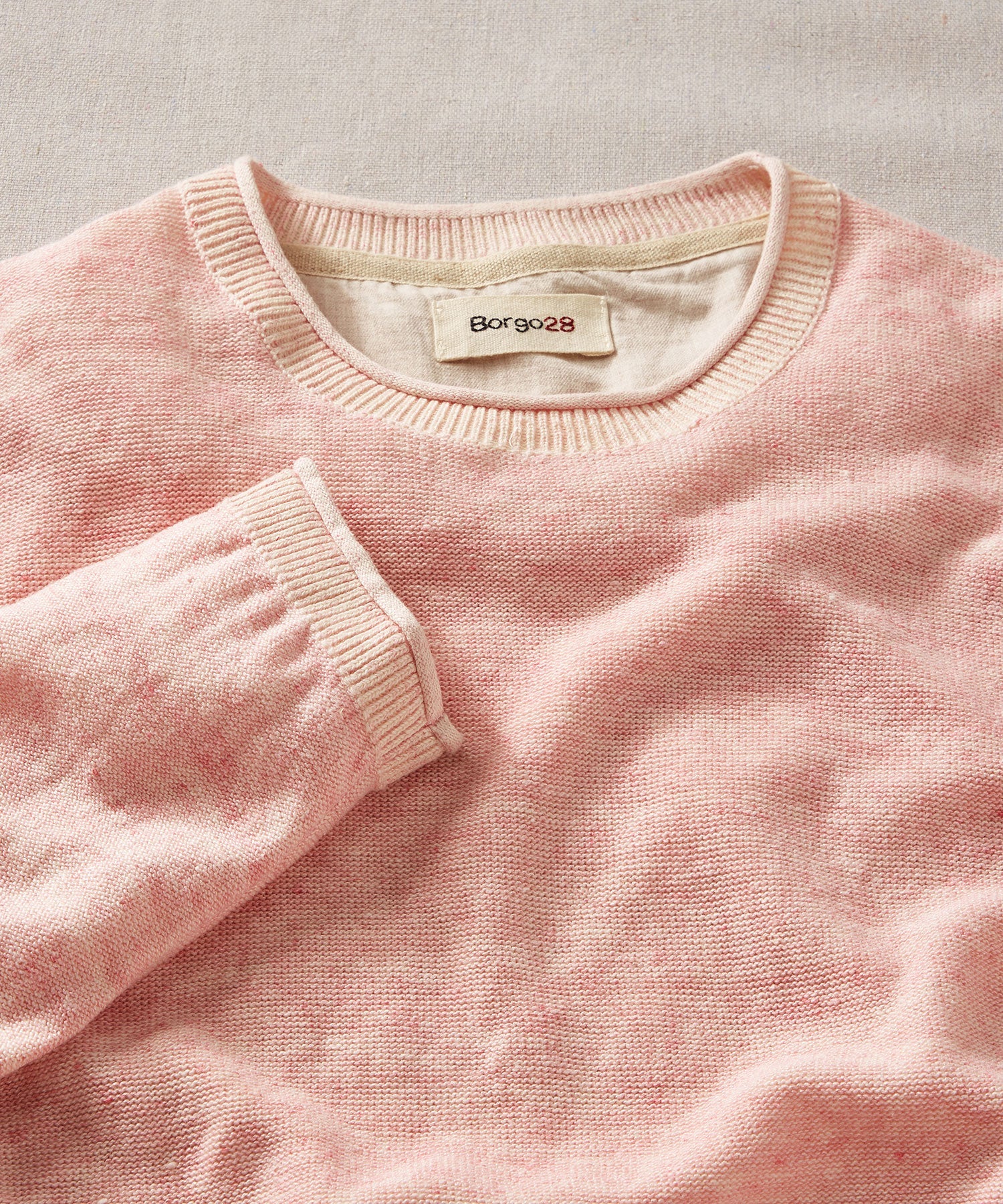 Cotton & Crewneck Sweater in Light Pink by Borgo28