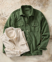 Moleskin Garment-Dyed Long-Sleeve Shirt in Sage by Borgo28