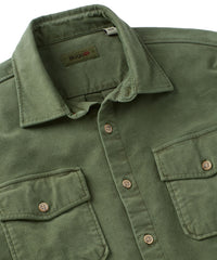 Moleskin Garment-Dyed Long-Sleeve Shirt in Sage by Borgo28