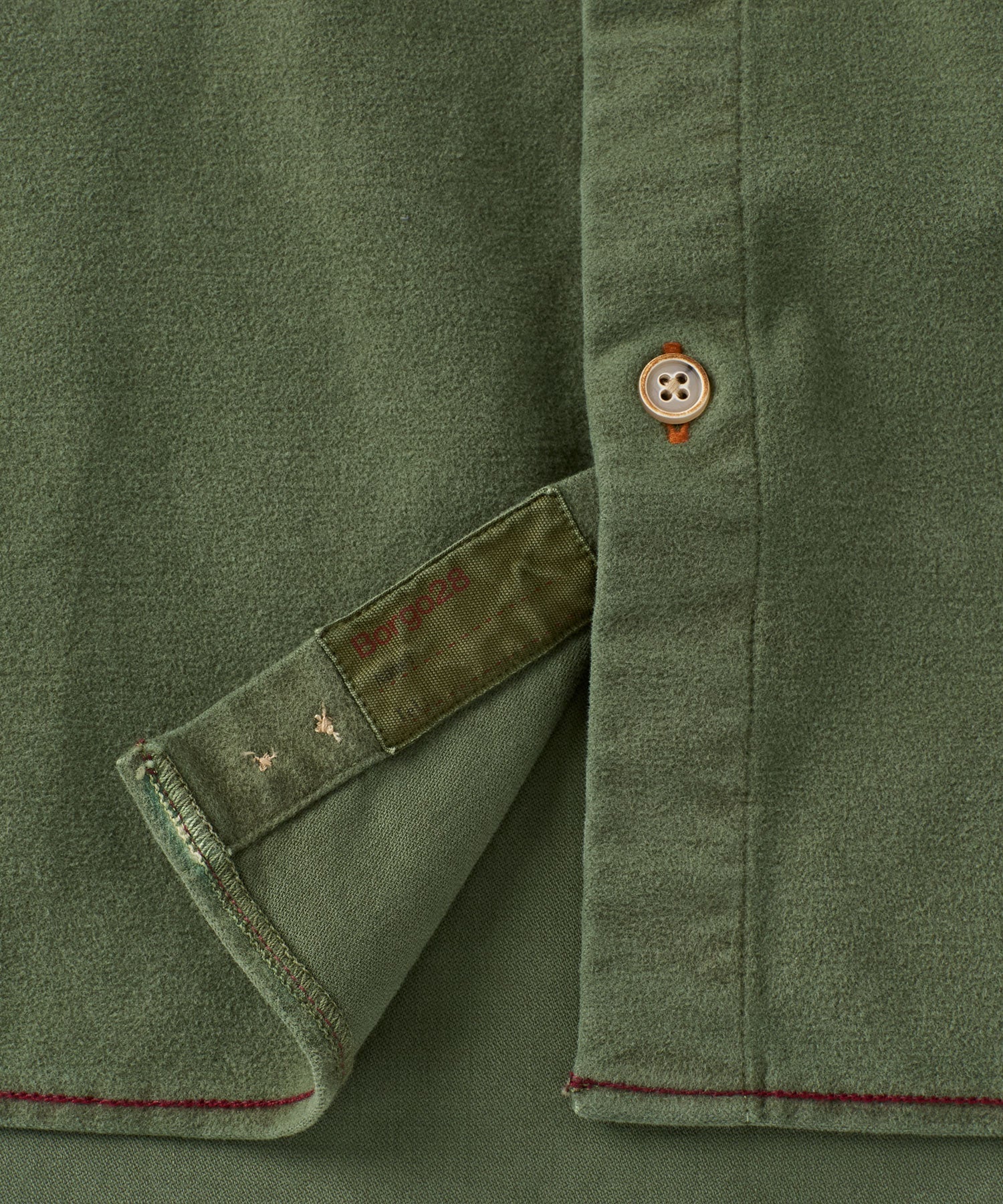 Moleskin Garment-Dyed Long-Sleeve Shirt in Sage by Borgo28