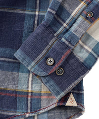 Twill Indigo Plaid Long-Sleeve Sport Shirt by Borgo28