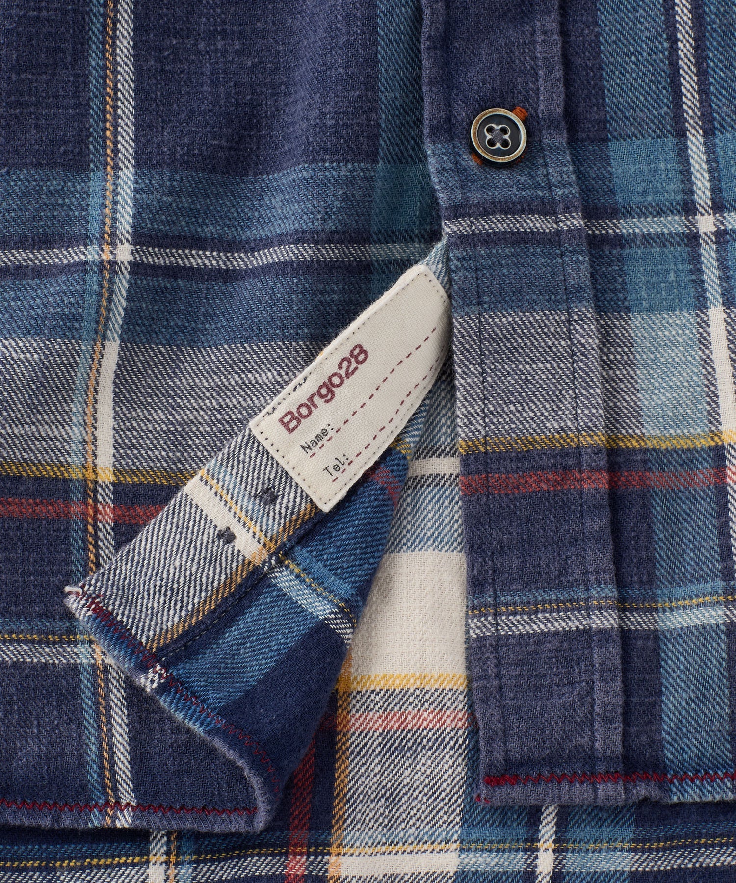 Twill Indigo Plaid Long-Sleeve Sport Shirt by Borgo28