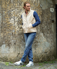 Corduroy and Fleece Reversible Vest in Oatmeal by Borgo28