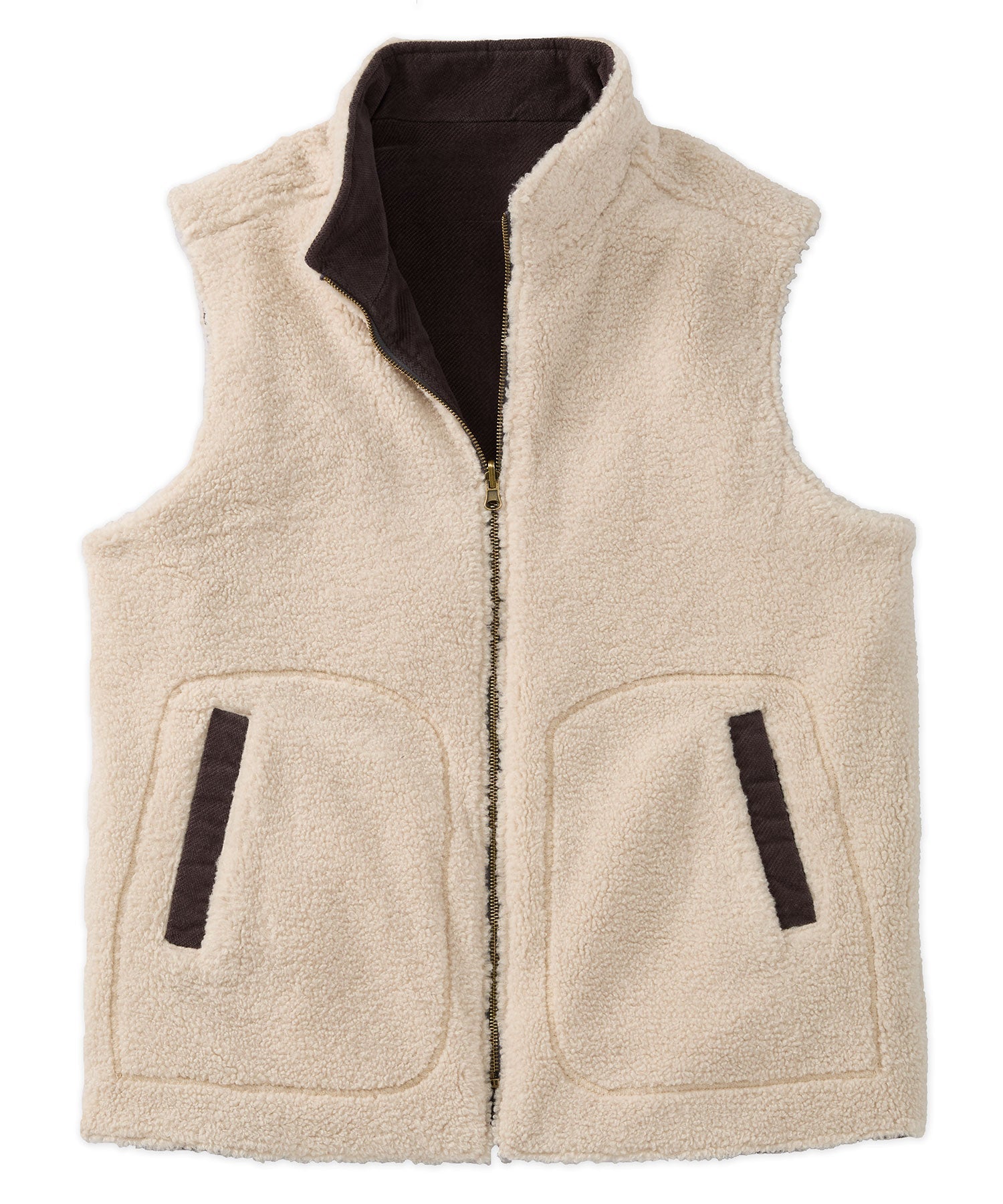 Corduroy and Fleece Reversible Vest in Charcoal/Oatmeal by Borgo28