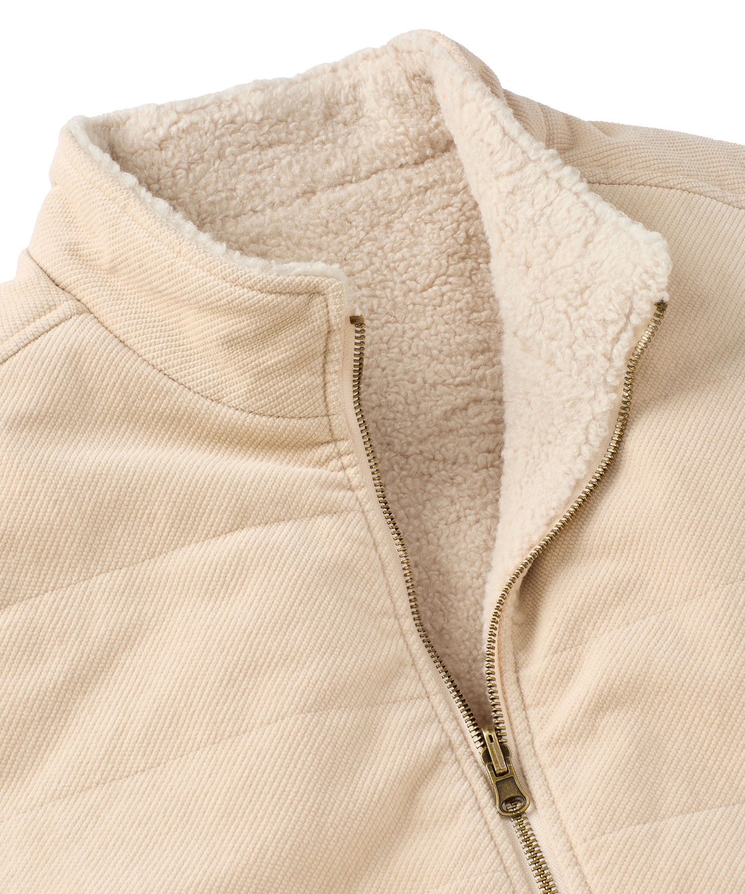 Corduroy and Fleece Reversible Vest in Oatmeal by Borgo28