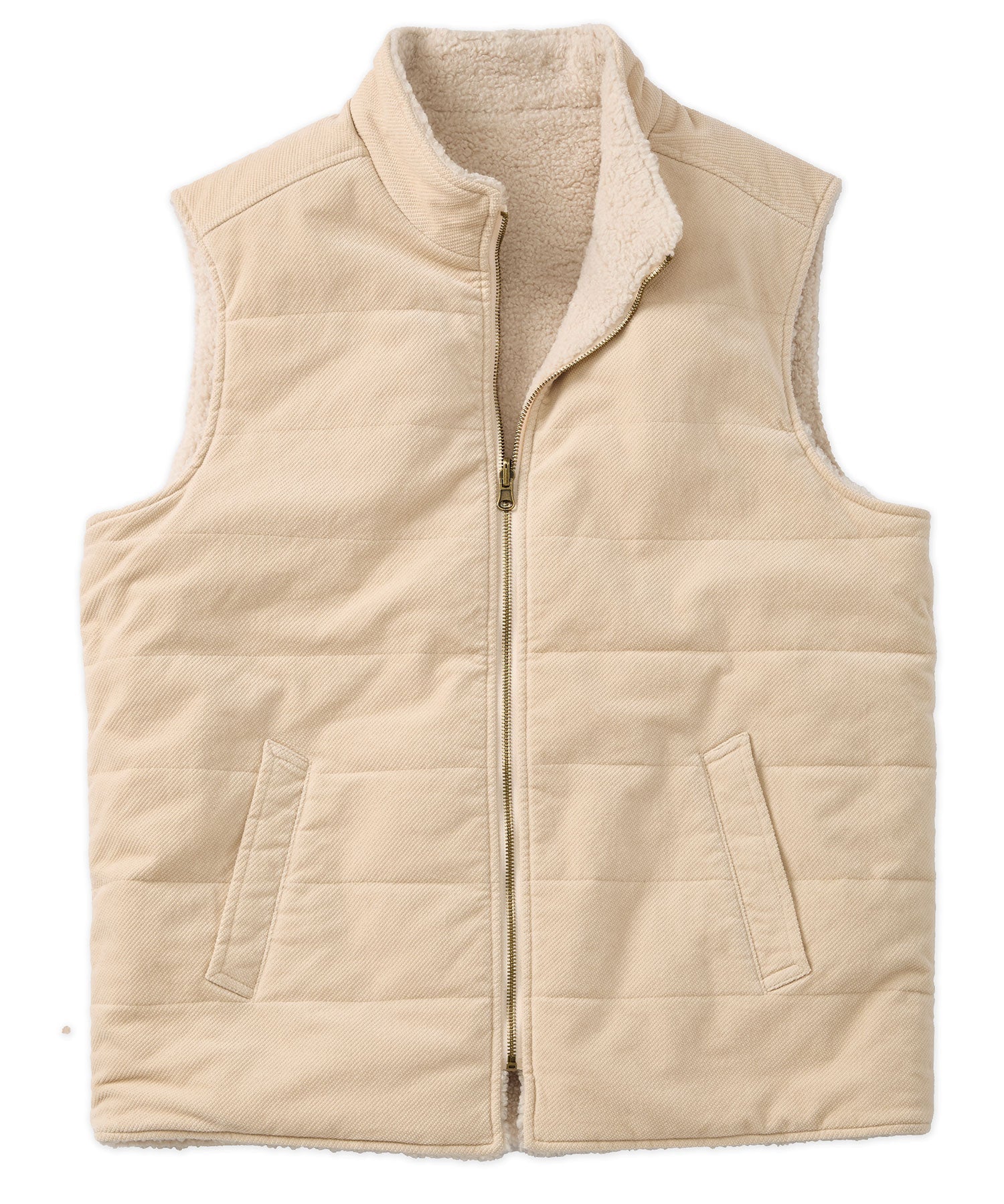 Corduroy and Fleece Reversible Vest in Oatmeal by Borgo28
