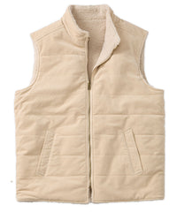 Corduroy and Fleece Reversible Vest in Oatmeal by Borgo28