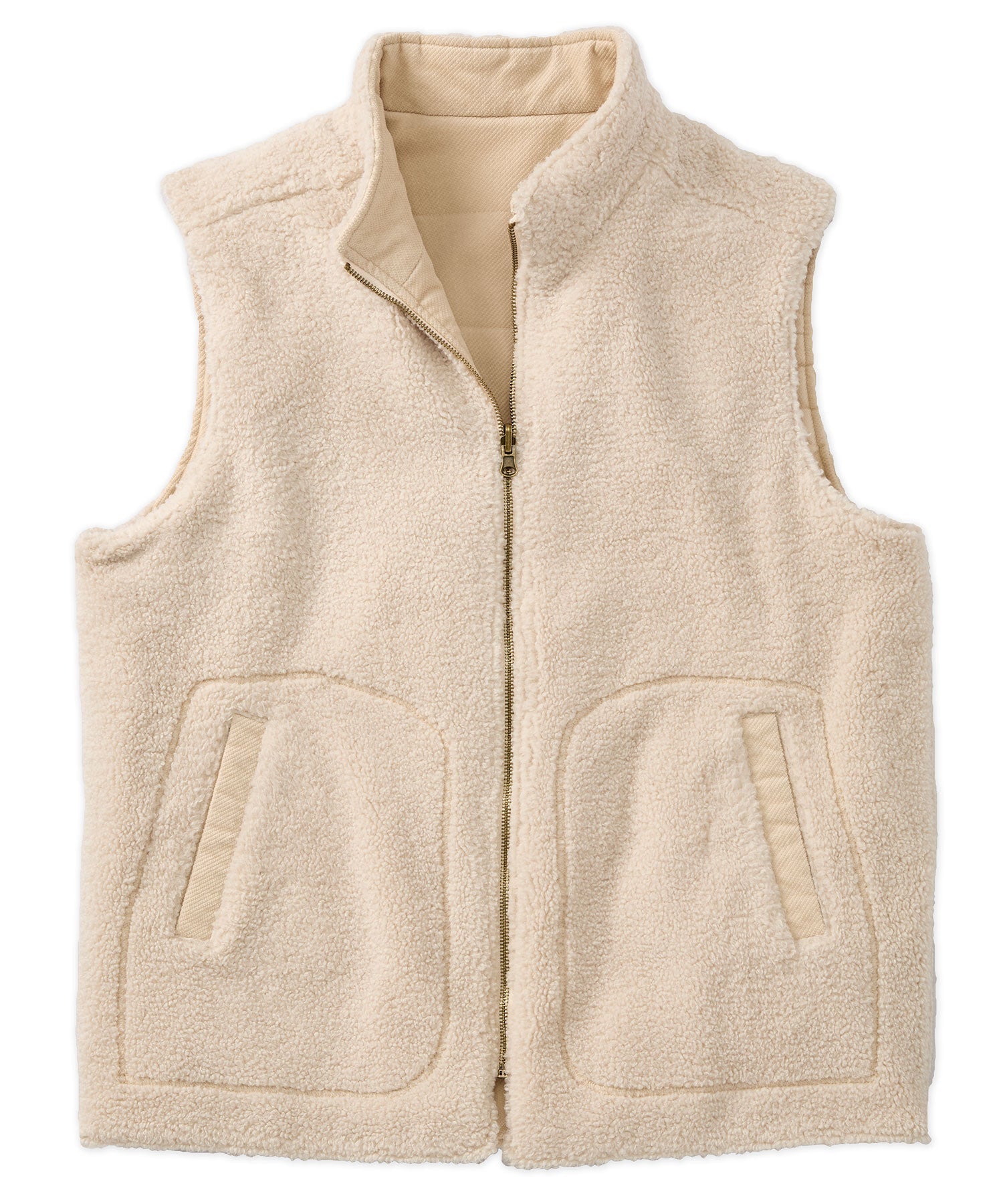 Corduroy and Fleece Reversible Vest in Oatmeal by Borgo28