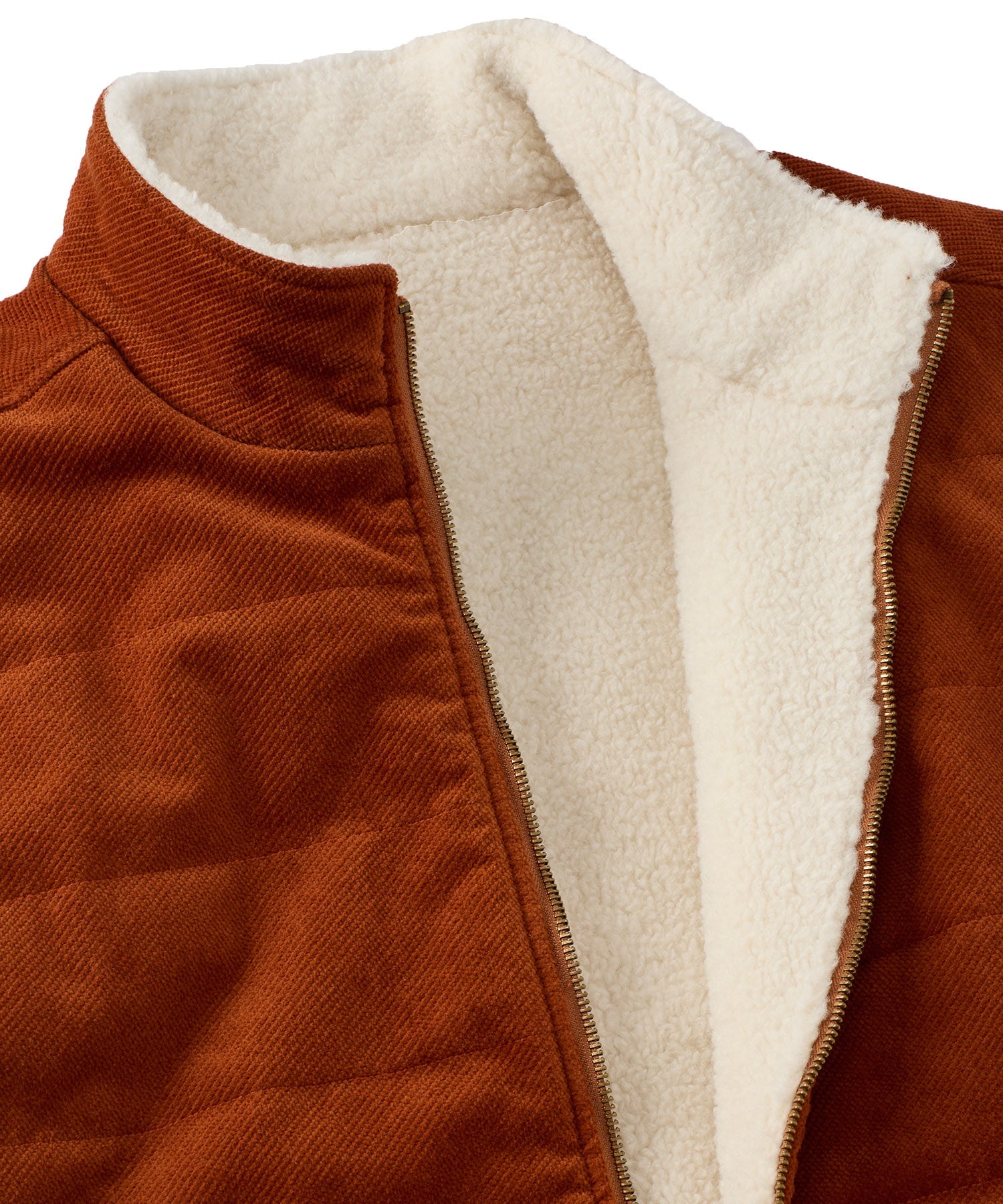Corduroy and Fleece Reversible Vest in Rust/Oatmeal by Borgo28