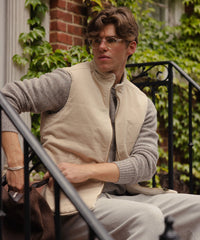 Corduroy and Fleece Reversible Vest in Oatmeal by Borgo28
