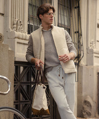 Corduroy and Fleece Reversible Vest in Oatmeal by Borgo28