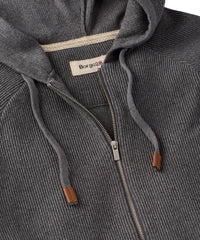 Cashmere Blend Raglan Sleeve Zip-Front Hoodie in Charcoal by Borgo28